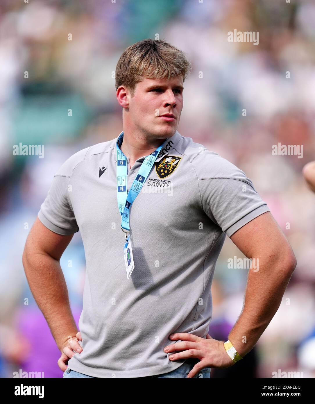 Northampton Saints' Reuben Logan on the pitch after the Gallagher Premiership final at Twickenham Stadium, London. Picture date: Saturday June 8, 2024. Stock Photo