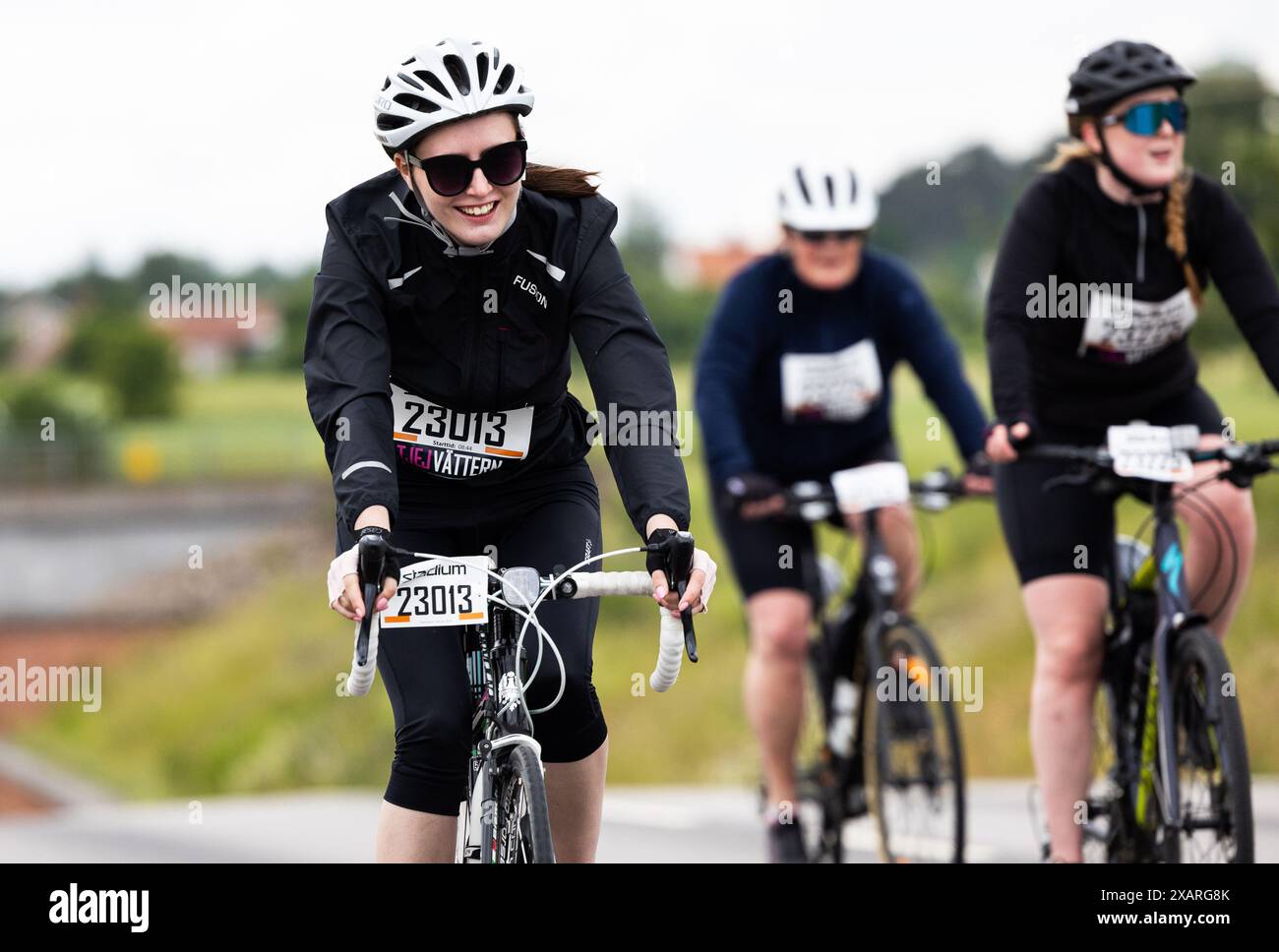 Skänninge, Sweden. 8th, June, 2024.  Tjejvättern which are part of the cycling week which includes the world's largest bicycle exercise race, Vätternrundan. The cycle week ends on June 15. Credit: Jeppe Gustafsson/Alamy Live News Stock Photo