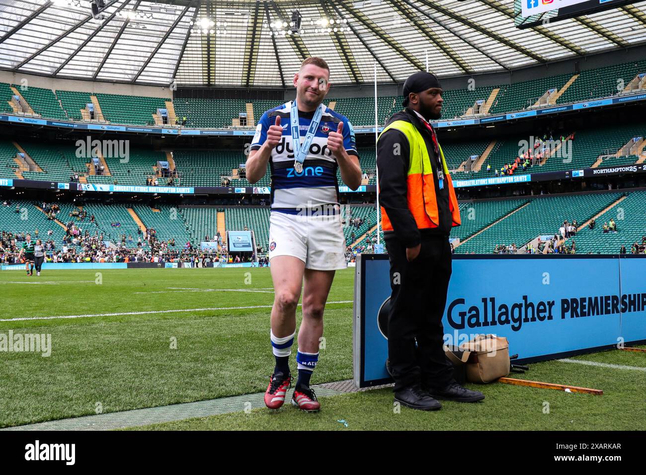 London, England. Saturday June 8, 2024. Bath's Finn Russell after the Gallagher Premiership Final between Bath and Northampton Saints at Twickenham Stadium. Credit: Ben Whitley/Alamy Live News Stock Photo