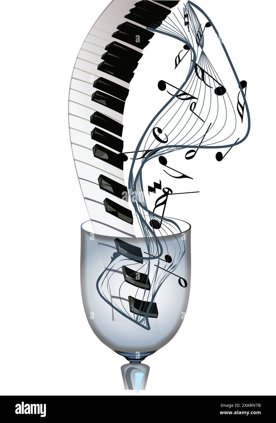 abstract music background with piano and notes Stock Vector