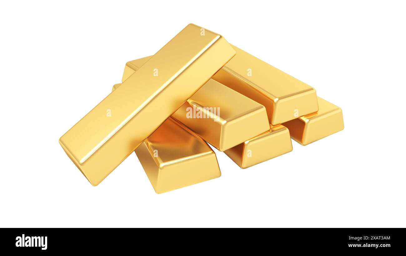 Gold bars isolated on white background. 3d illustration Stock Photo - Alamy