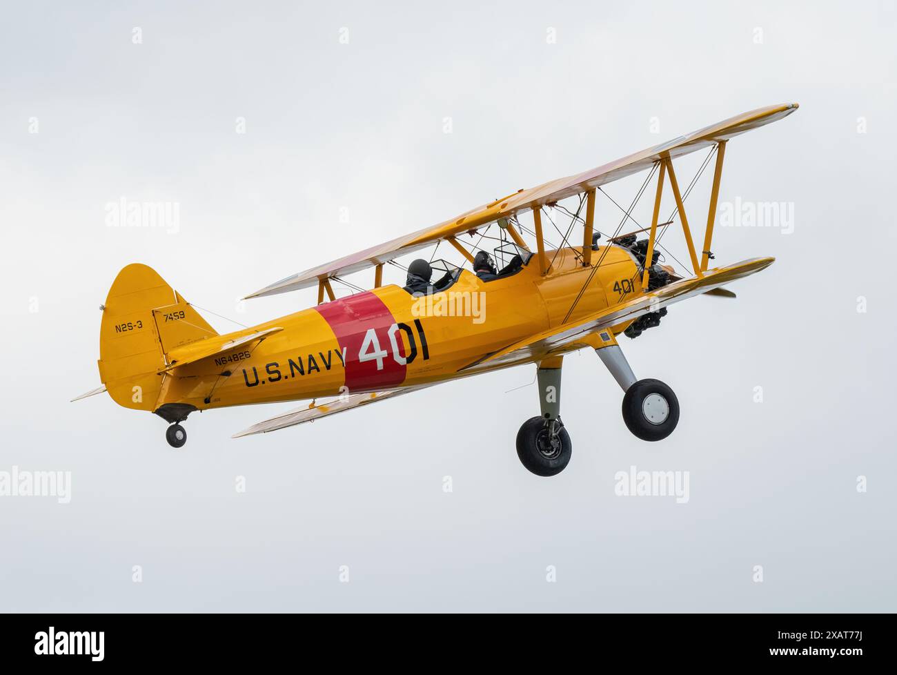 Boeing Stearman biplane in the sky Stock Photo