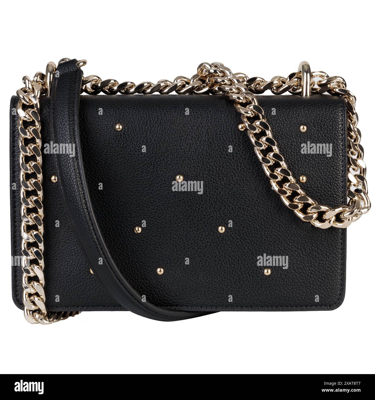 Black Handbag with Gold Chain Stock Photo