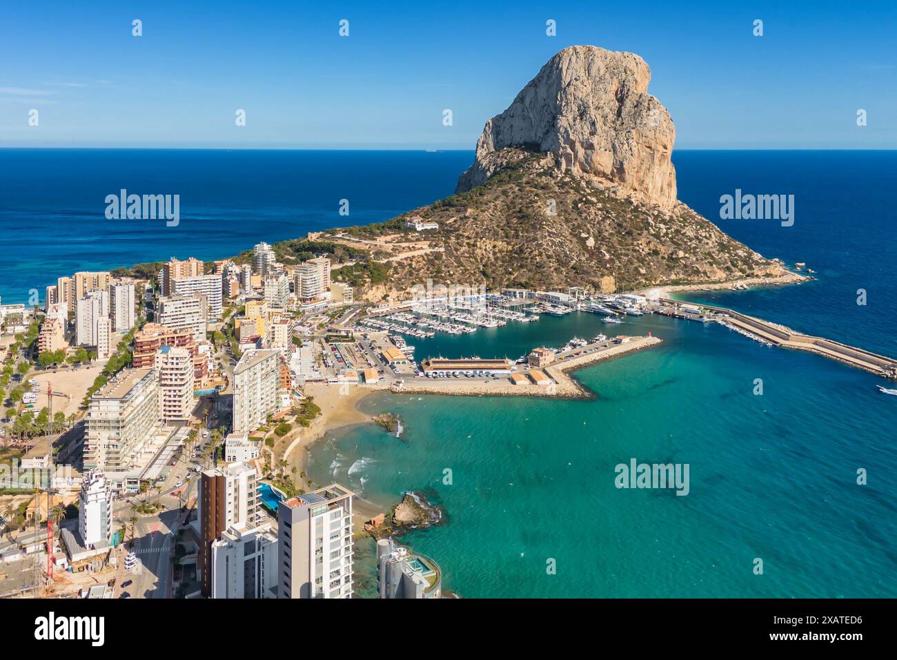 Aerial view of Calp town, province of Alicante, Spain. Stock Photo