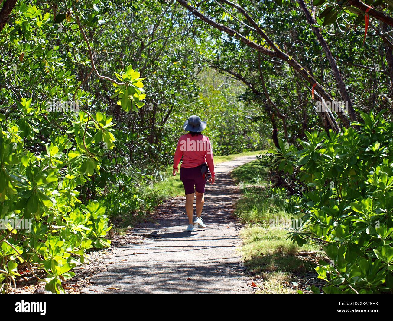 Miami, Florida, United States April 13, 2024 Female hiker in the