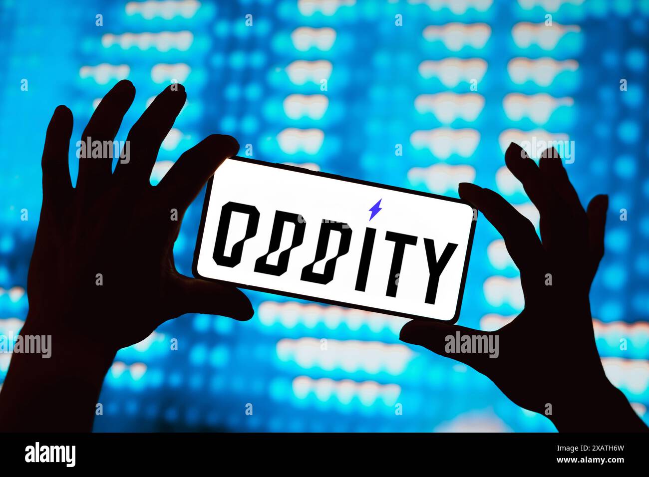 In this photo illustration, the Oddity Tech logo is displayed on a smartphone screen. Stock Photo