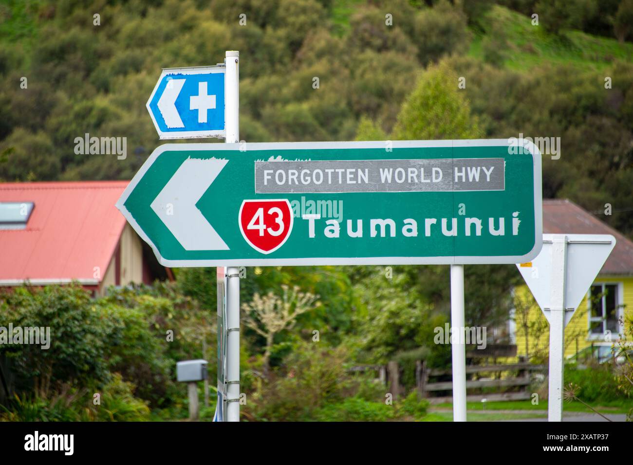 New Zealand State Highway 43 Sign World Highway Stock Photo