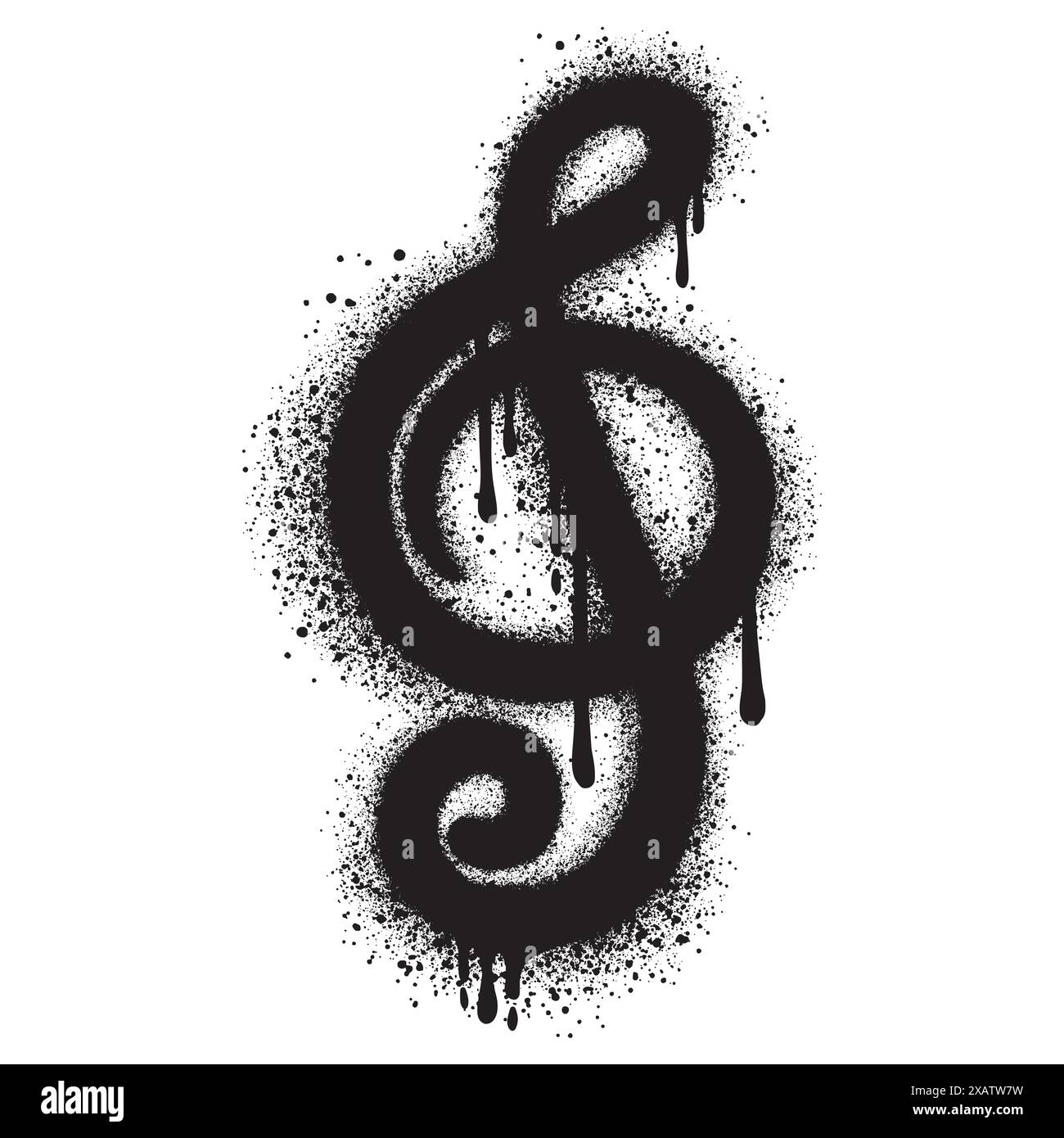 Spray Painted Graffiti treble clef icon Sprayed isolated with a white background. Stock Vector