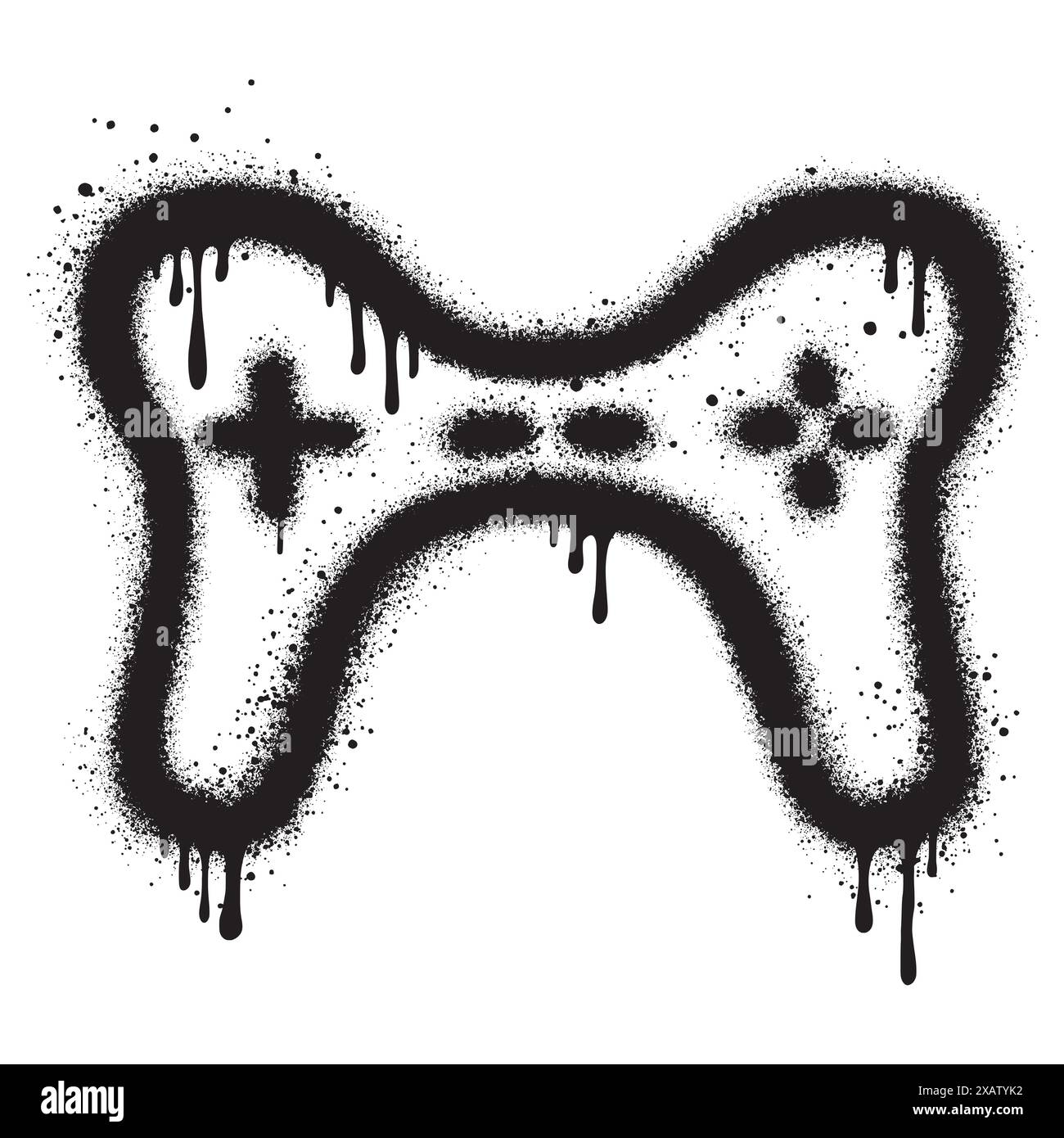 Spray Painted Graffiti joystick Sprayed isolated with a white background. Stock Vector