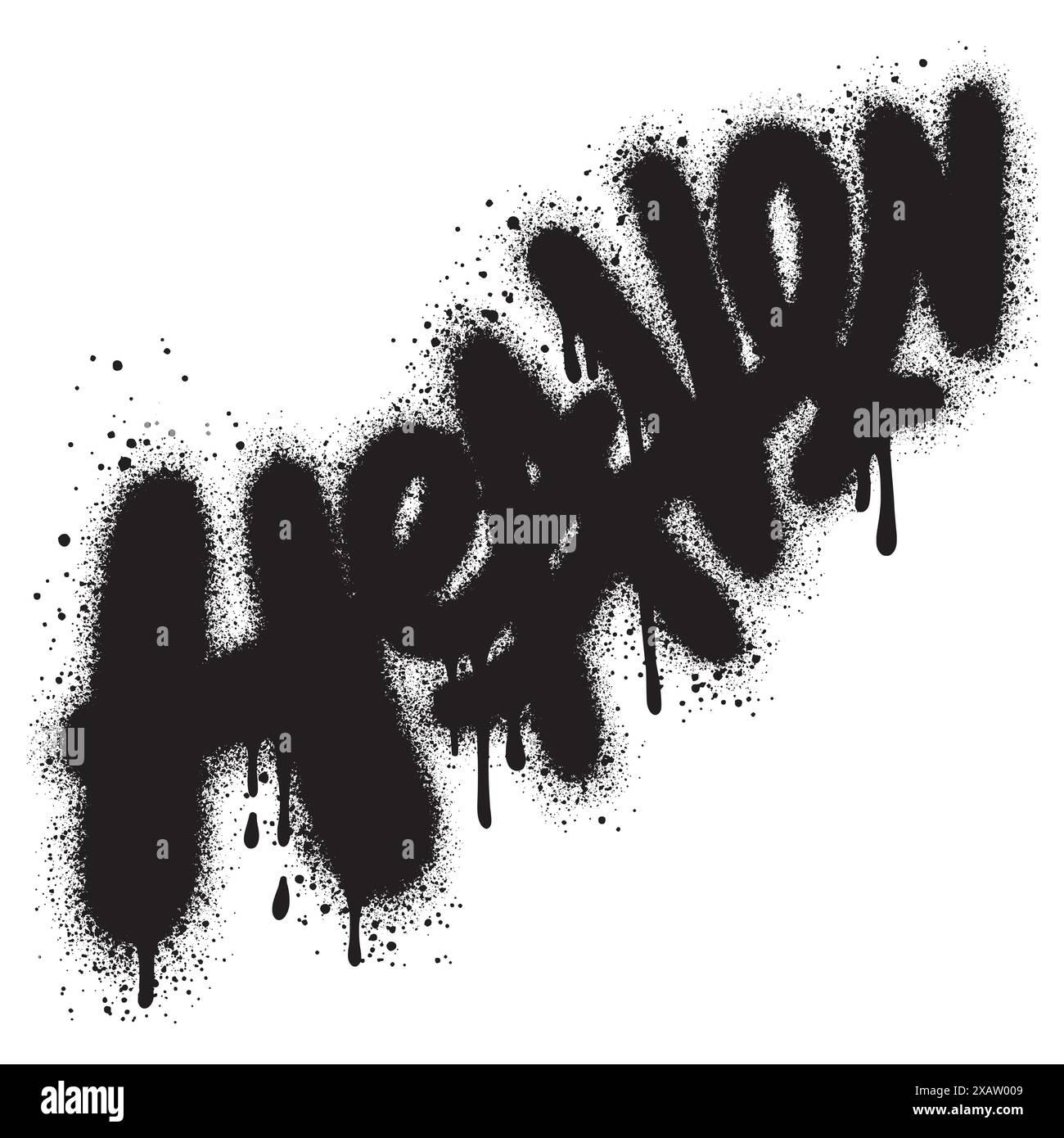 graffiti Heaven text sprayed in black over white. Stock Vector