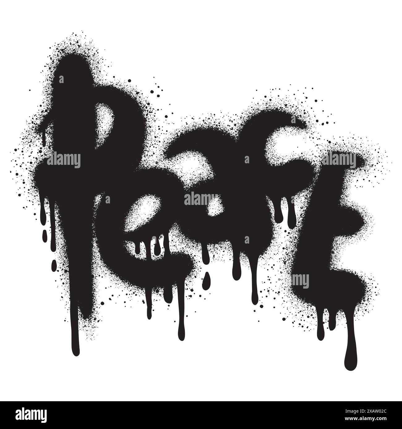 graffiti peace text sprayed in black over white. Stock Vector