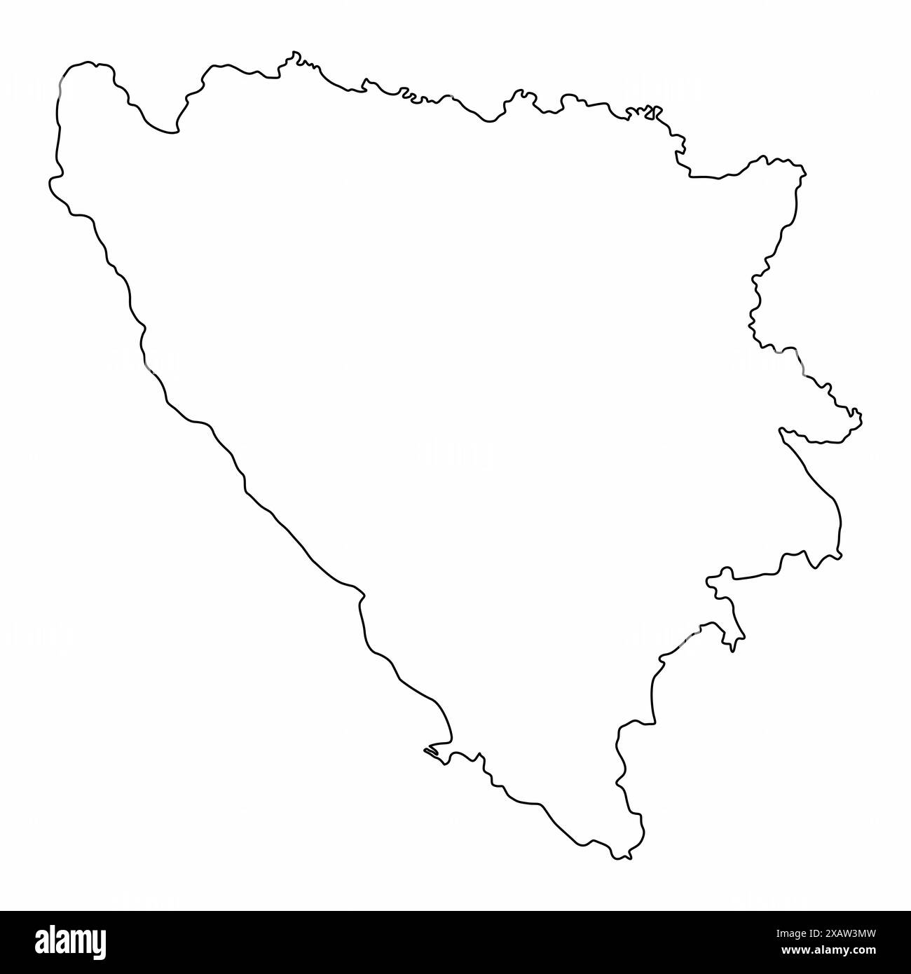 Bosnia and Herzegovina outline map isolated on white background Stock Vector