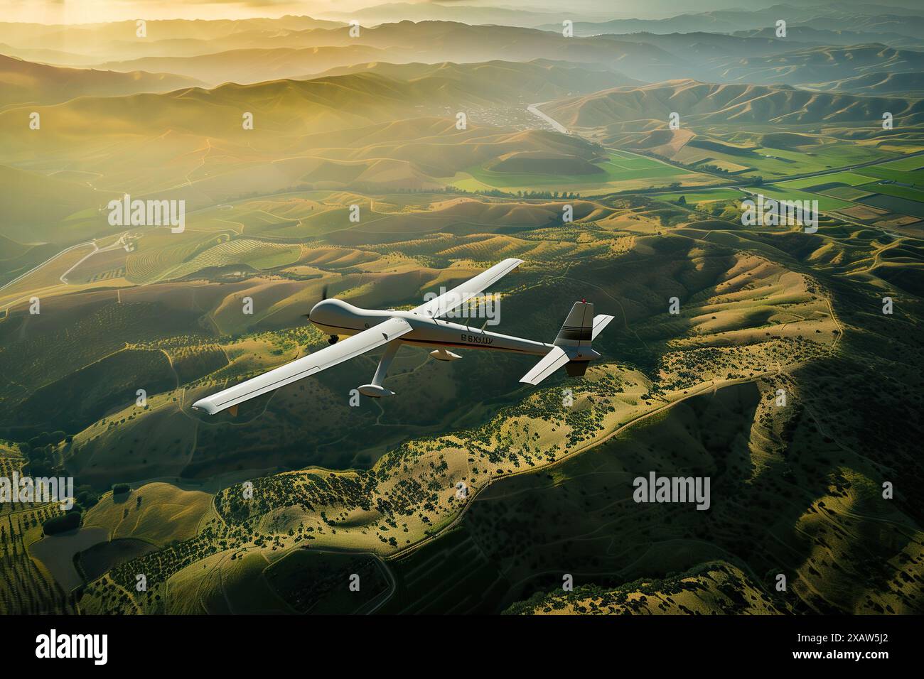 Drone Flying Beyond Visual Line of Sight Over Rural Landscape Stock ...