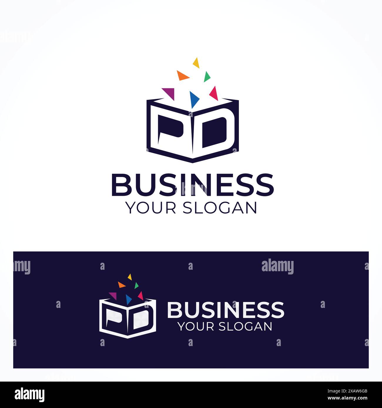 Creative letter P D pixel Box Logo Design Stock Vector