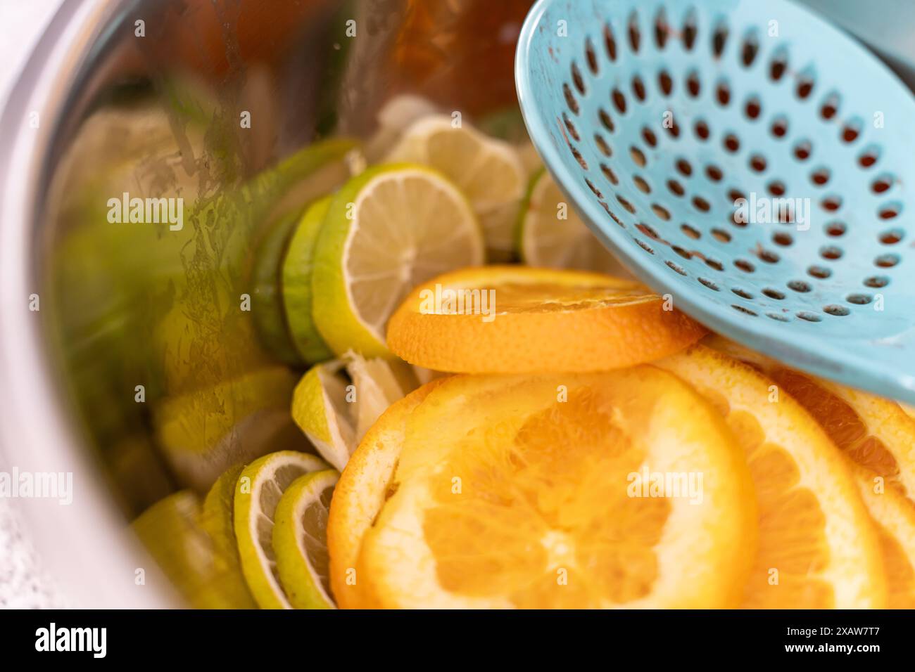 Orange and Lime slices for fruit punch drink Stock Photo