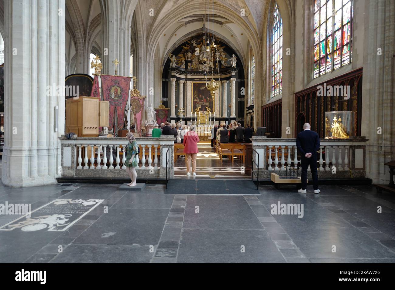 Congregation at the Cathedral of our Lady in Antwerp Stock Photo