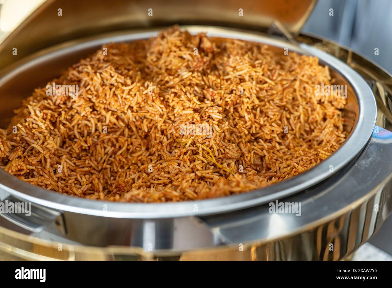 Jollof Rice In Chaffing Dish at a Nigerian Party Stock Photo Alamy