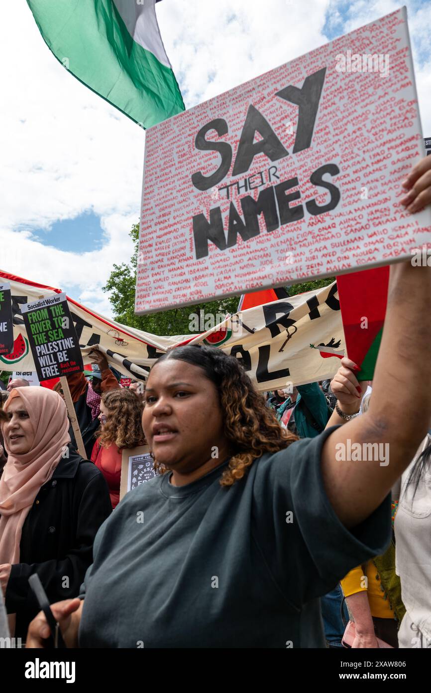 London / UK. 08 JUN 2024. Pro-Palestine march brough over 100,000