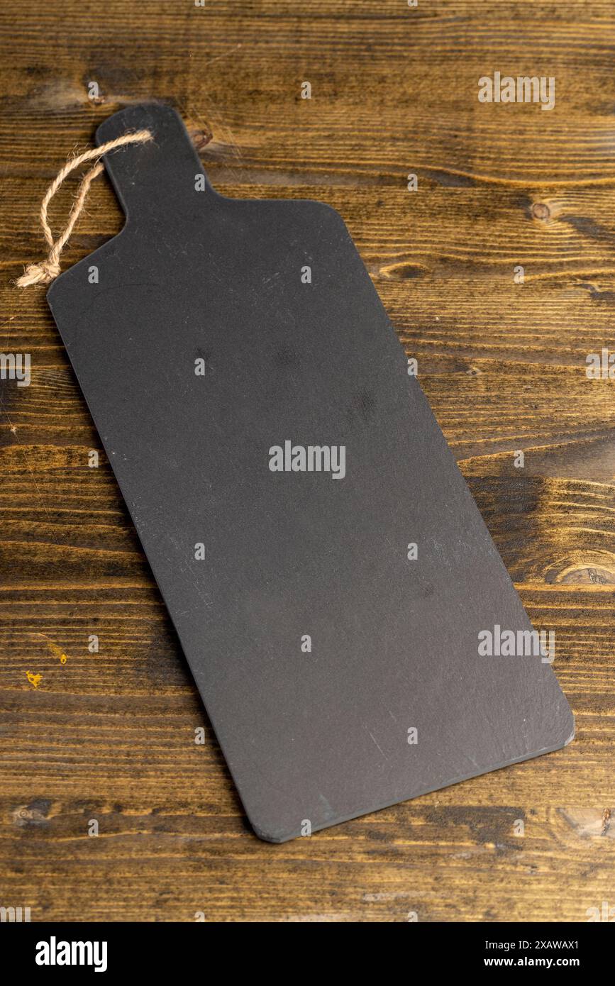 black slate close-up, black slate surface for serving Stock Photo