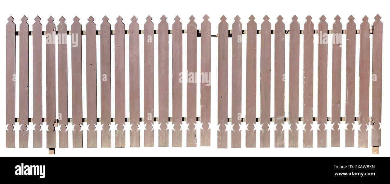 Old wooden homemade fence. Isolated oon white Stock Photo - Alamy