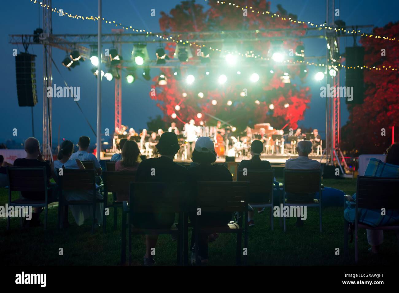 People at open air concert Stock Photo