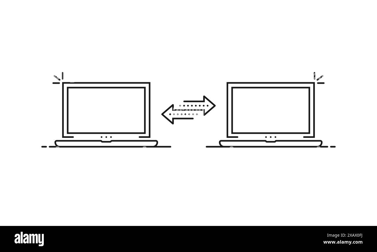 two linear laptop like easy file transfer Stock Vector