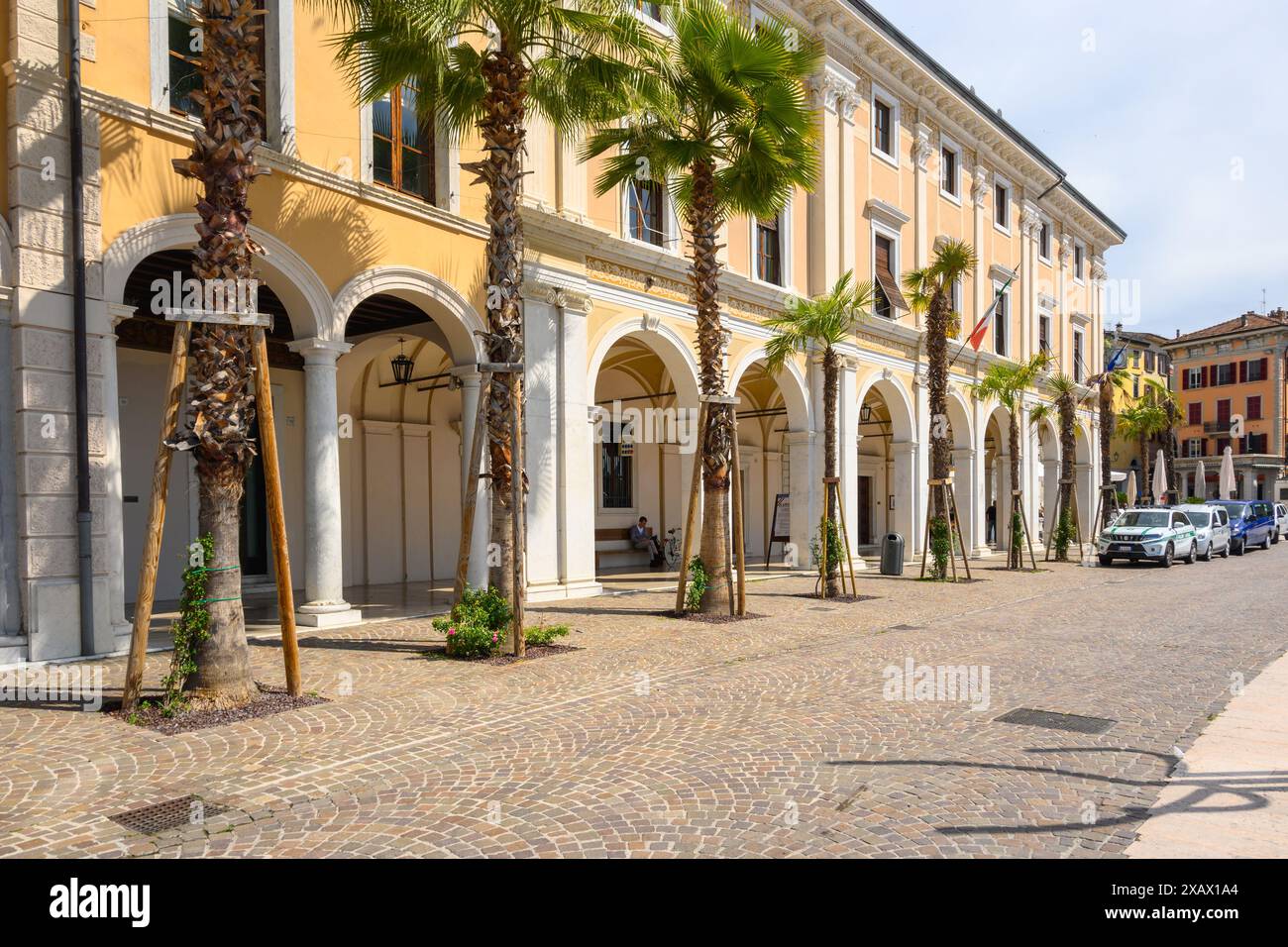 Salo, Italy - April 24, 2023: Architecture of the old town of Salo on the shore of Lake Garda, Italy Stock Photo