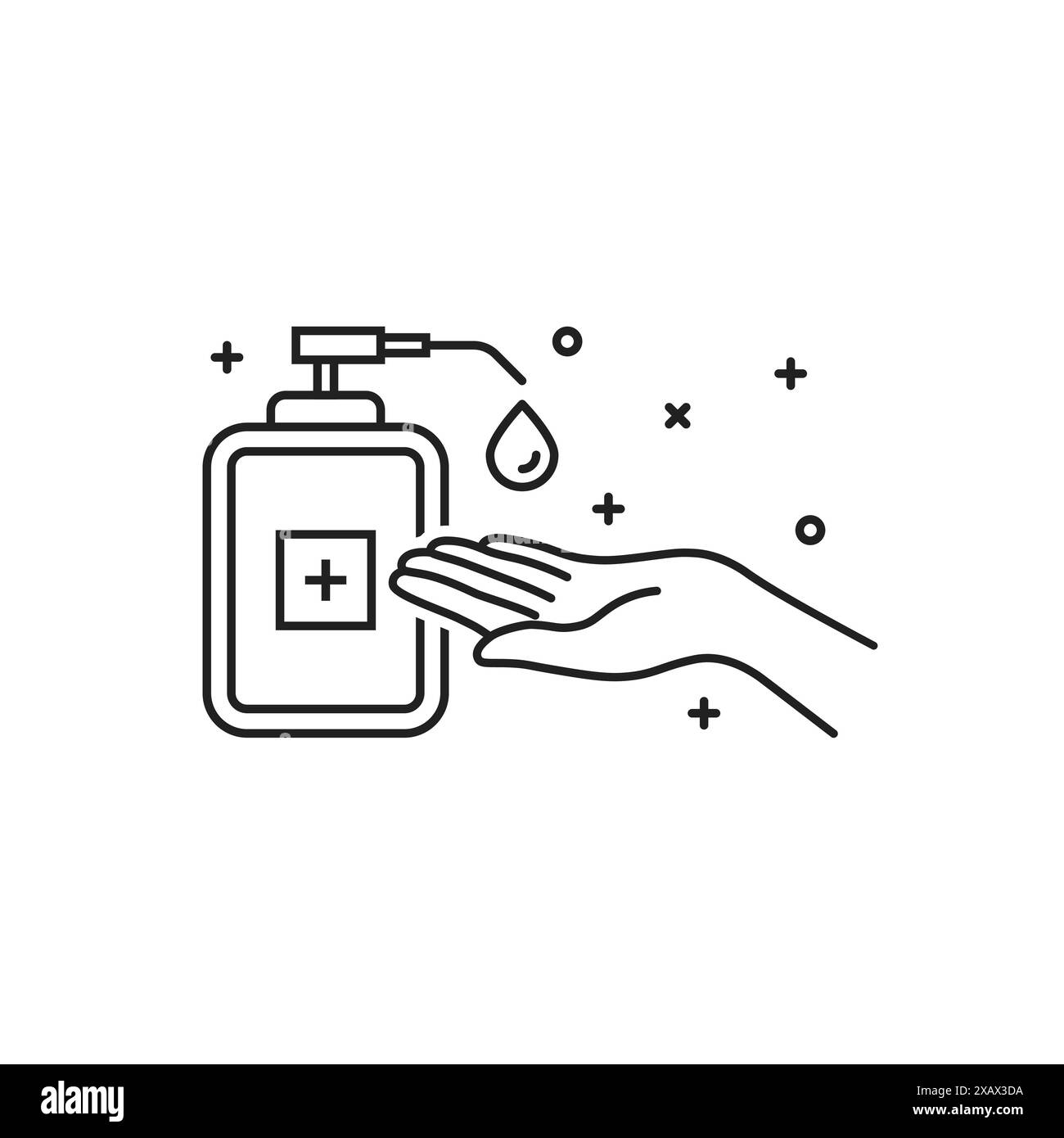 linear sanitize icon with hand and bottle Stock Vector Image & Art - Alamy