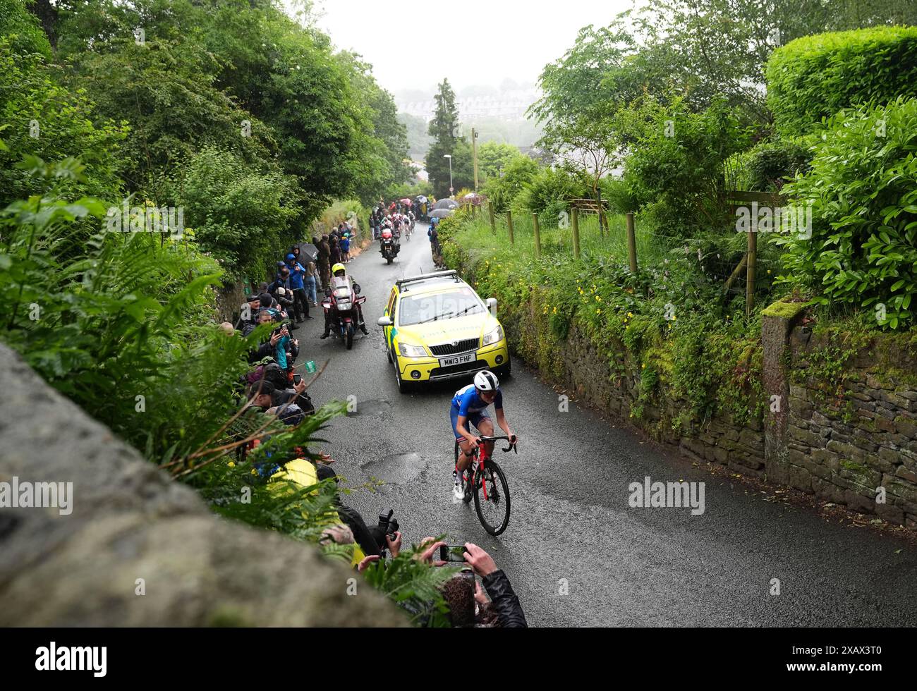 Lidl-Trek's Lizzie Deignan heading up The Rake hill climb in Ramsbottom ...