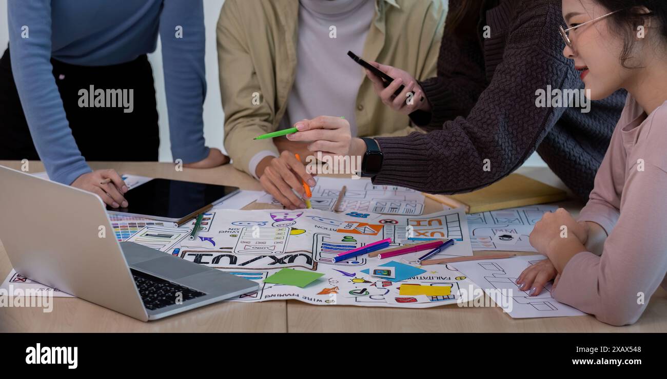 Creative UX Developer and UI Designer Team Brainstorming Session with ...