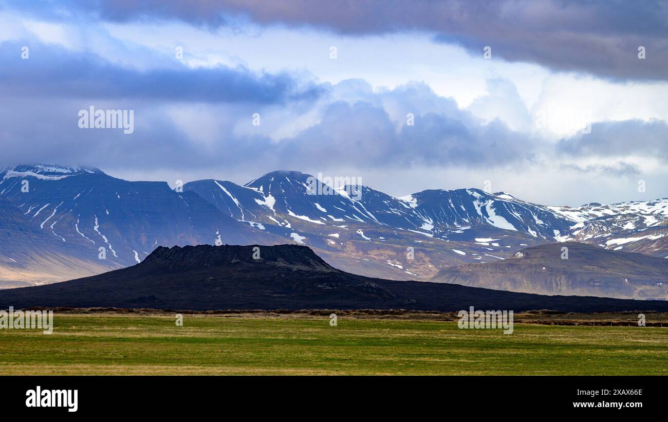 Eldborg crater at Snaefellsnes Peninsula, western Iceland. The 60 m ...