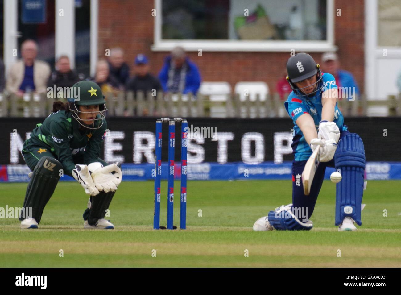 Derby, 23 May 2024. Heather Knight batting for England Women against Pakistan in a Metro Bank One Day International match at County Ground, Derby. Credit: Colin Edwards Stock Photo