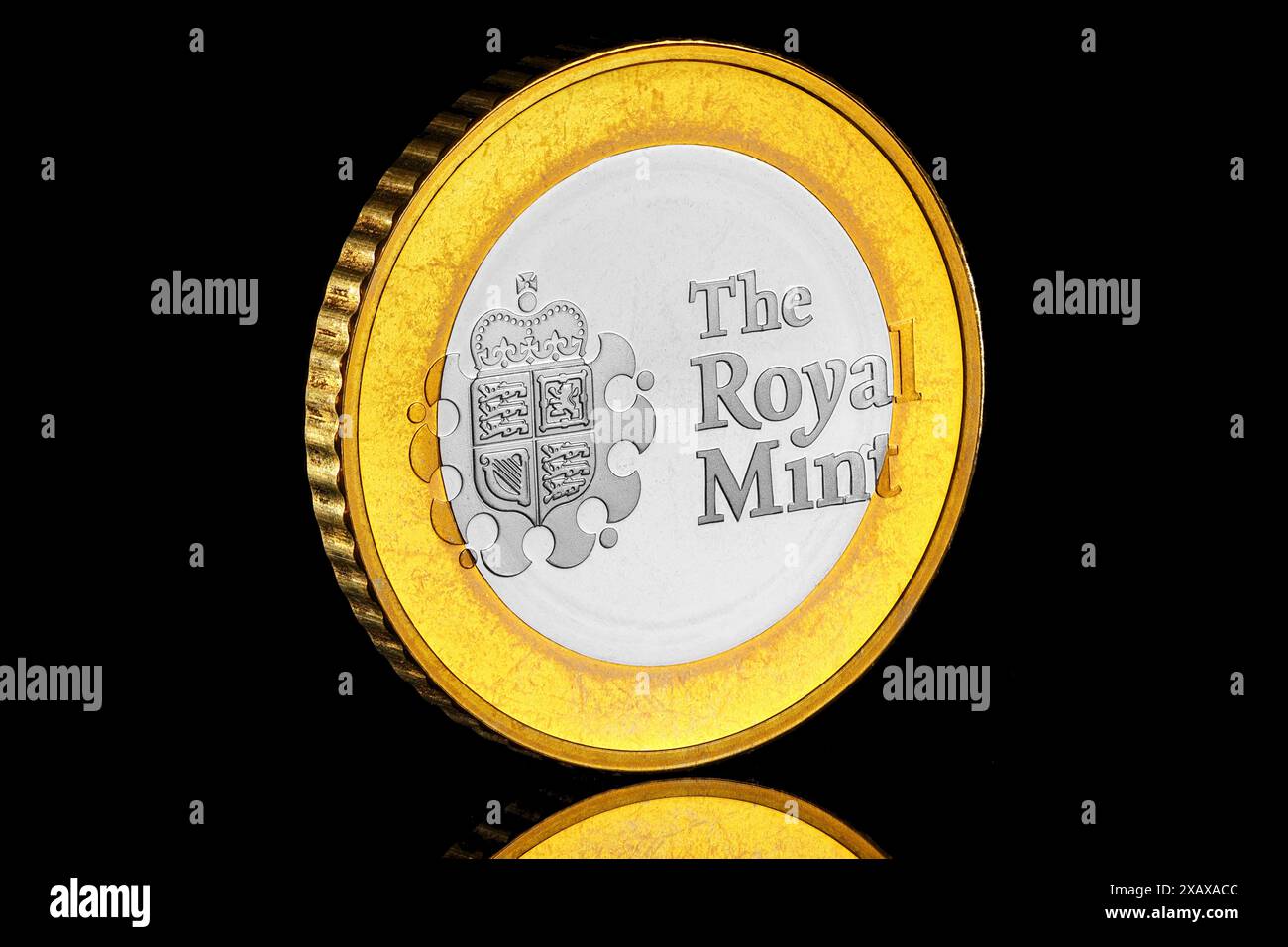 The Royal Mint logo on the 2015 UK Annual Coin Album Set Stock Photo