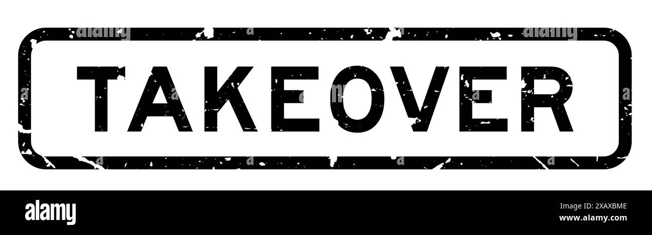 Grunge black takeover word square rubber seal stamp on white background Stock Vector