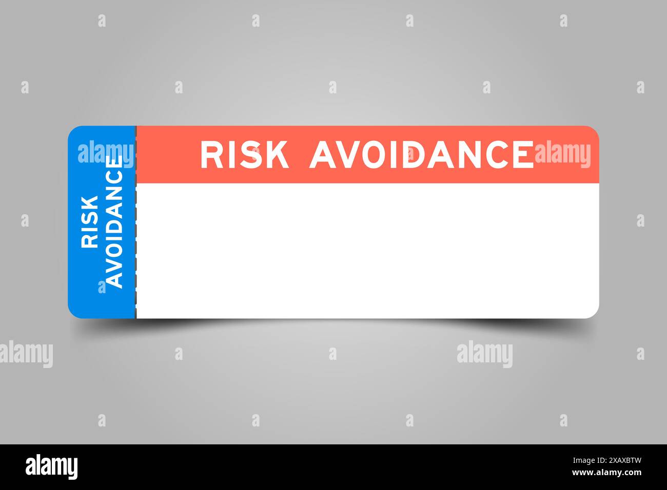 Blue and orange color ticket with word risk avoidance and white copy ...