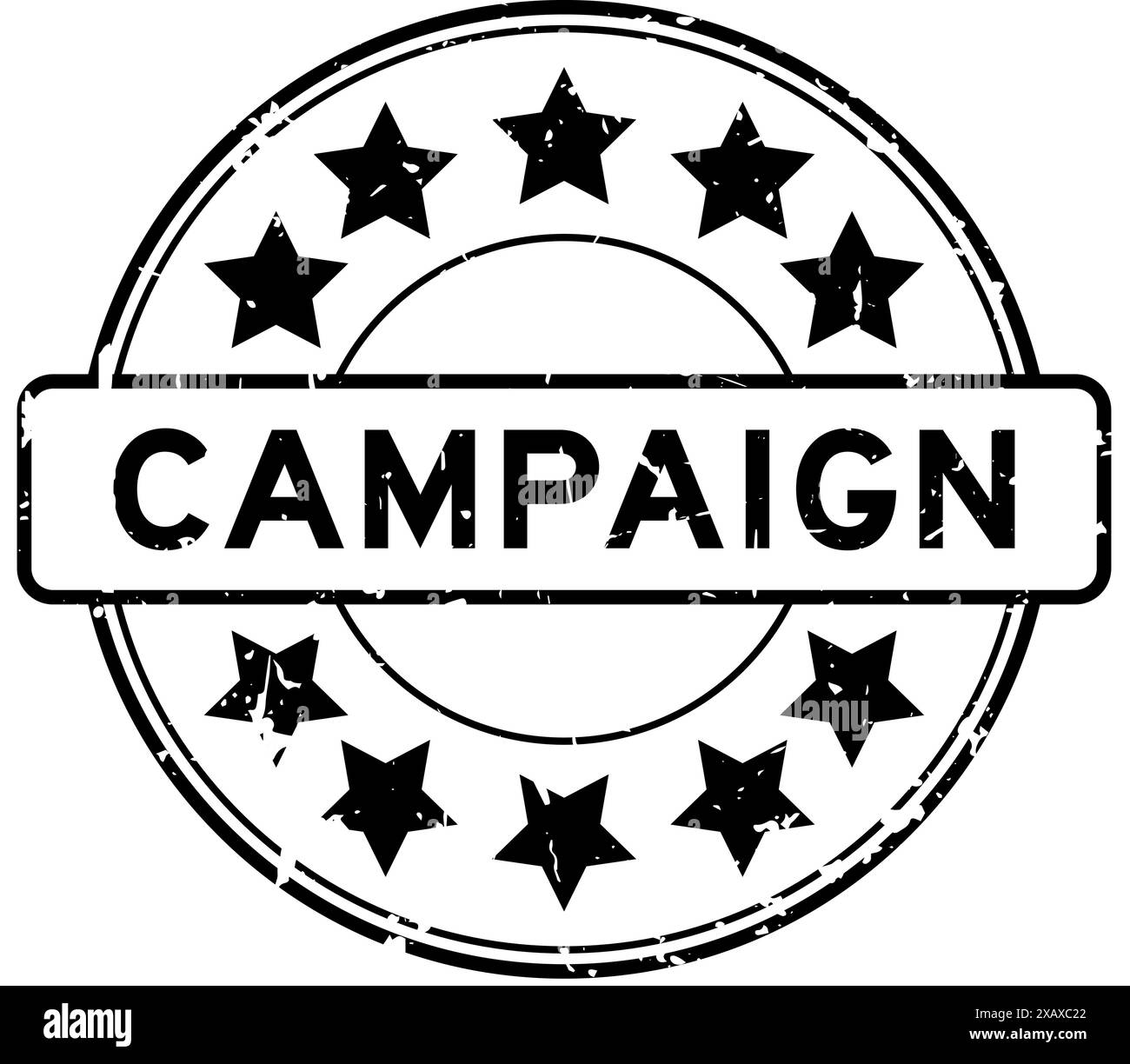 Grunge black campaign word with star icon round rubber seal stamp on ...