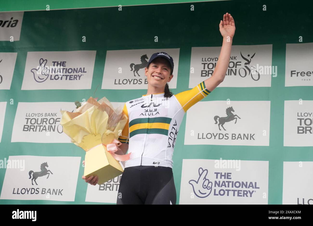 JaycoAlUla's Ruby RosemanGannon on the podium after winning stage