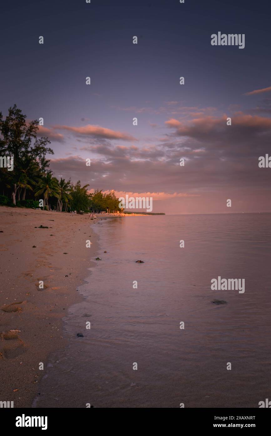 Sand beach in Indian Ocean during the sunset, Mauritius Stock Photo - Alamy