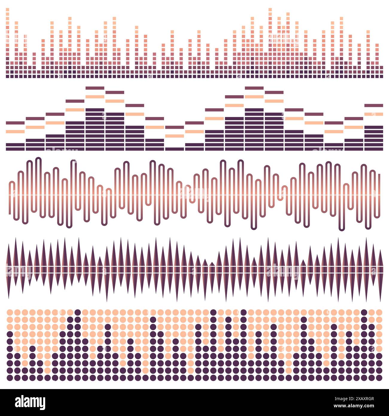 Vector set of sound waves. Audio equalizer. Sound & audio waves ...