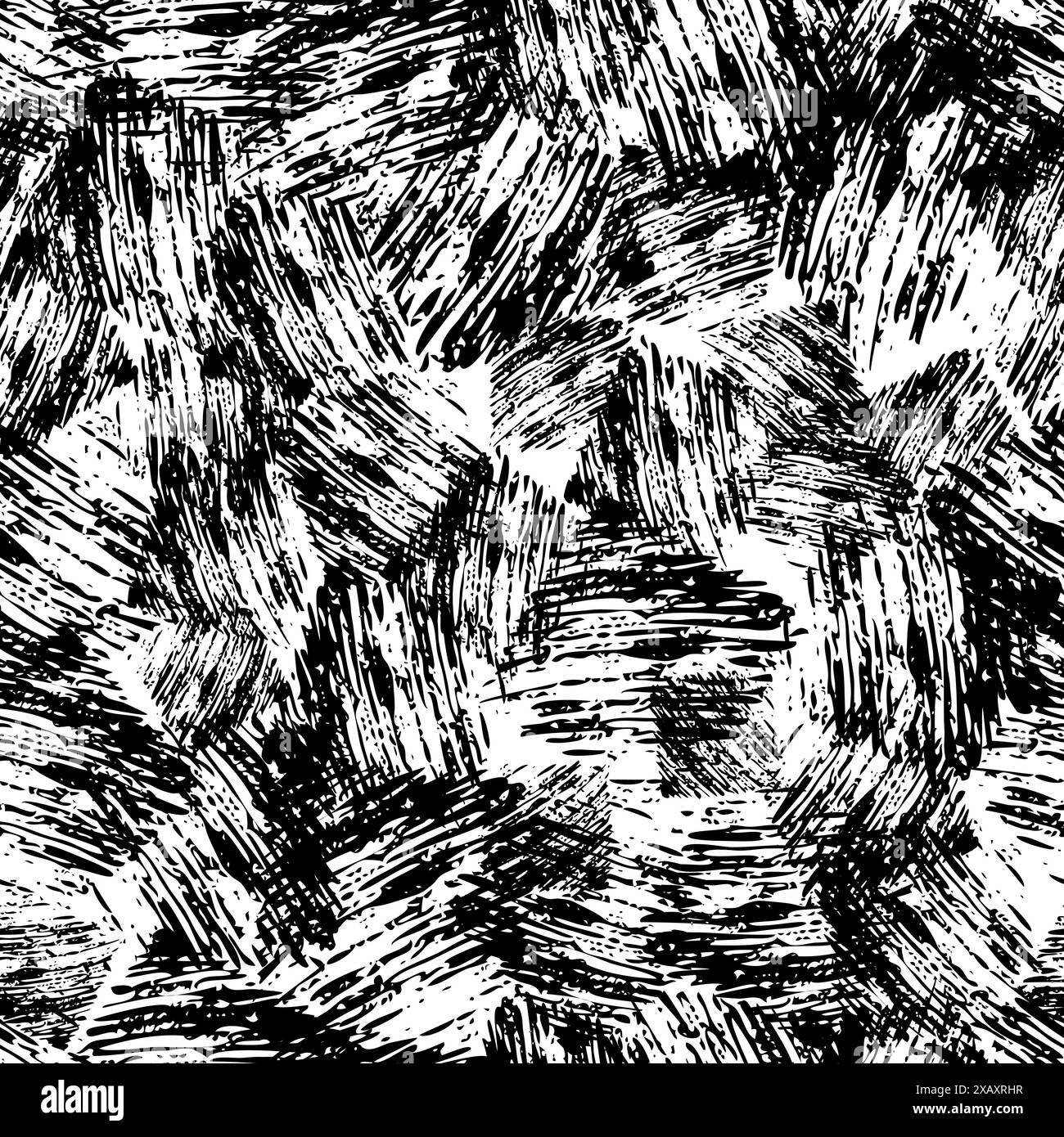 Seamless Pattern with hand drawn black scribble Smear. Abstract grunge texture. Vector illustration Stock Vector