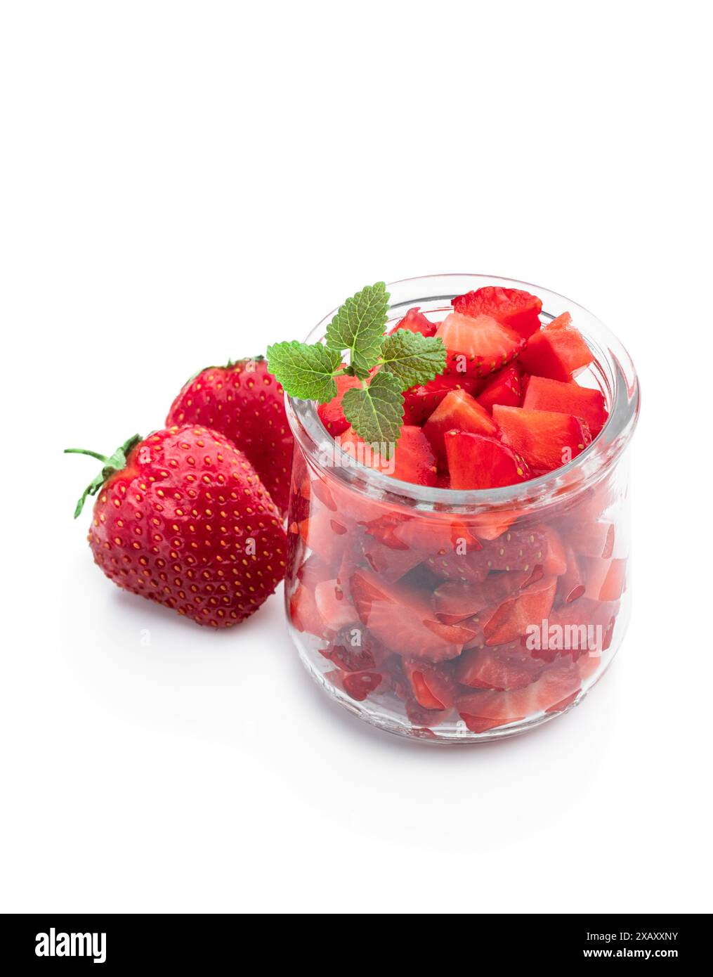 Chopped strawberries in transparent hi-res stock photography and images ...