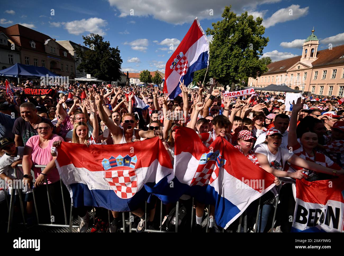 Neuruppin, Germany. 09th June, 2024. Croatia fans cheer during Croatia