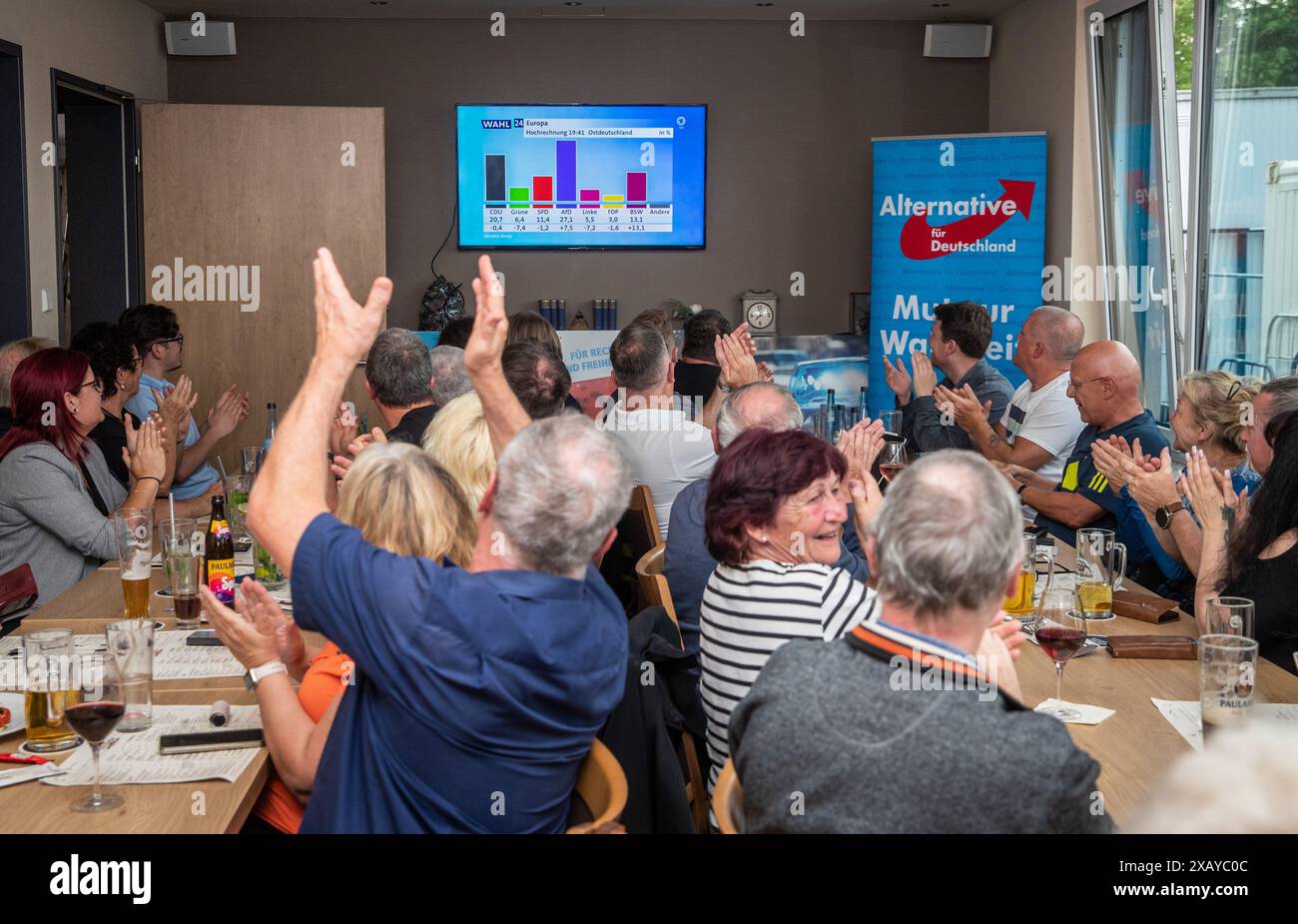 09 June 2024, BadenWürttemberg, Göppingen AfD party members of the
