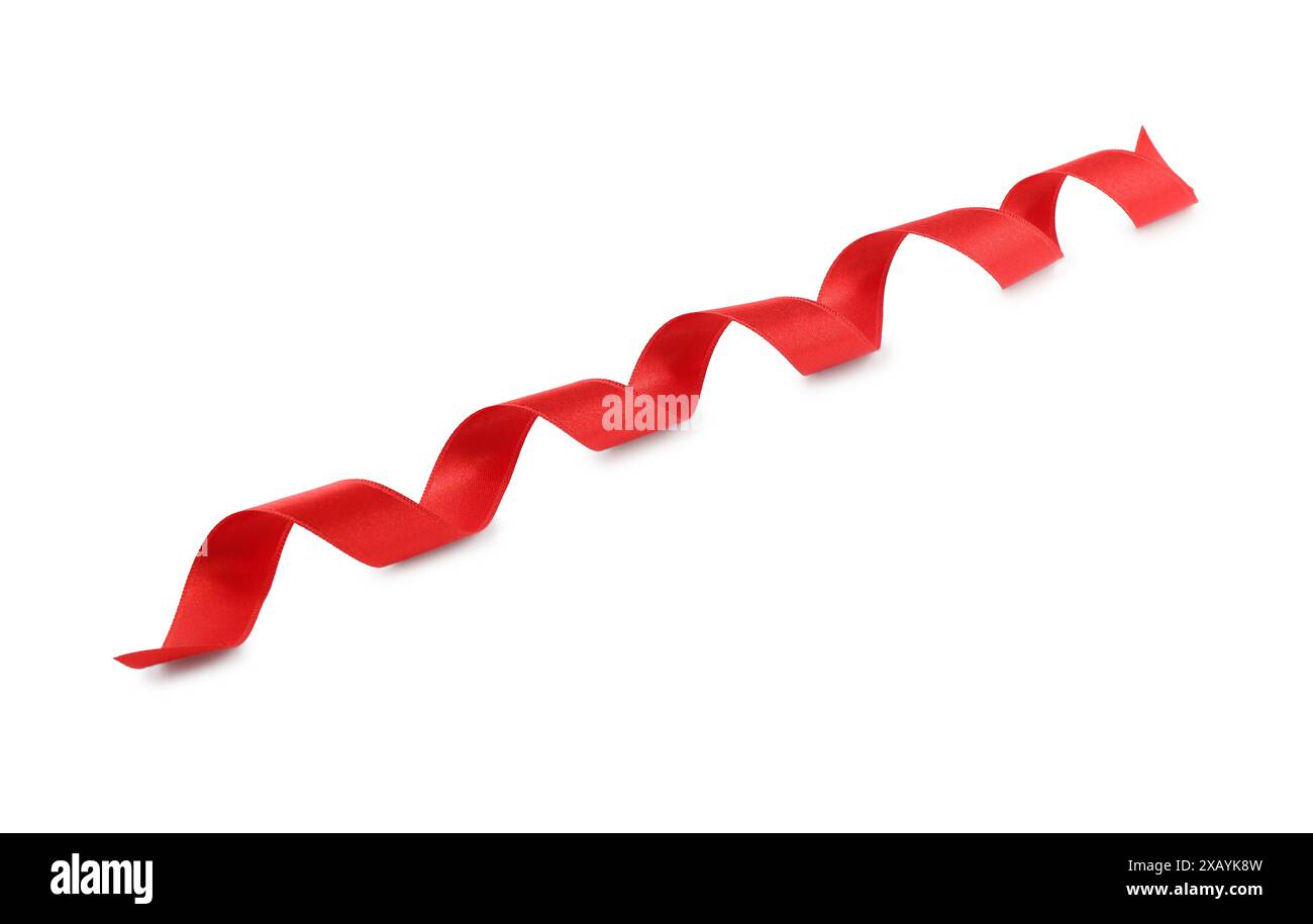One beautiful red ribbon isolated on white Stock Photo - Alamy