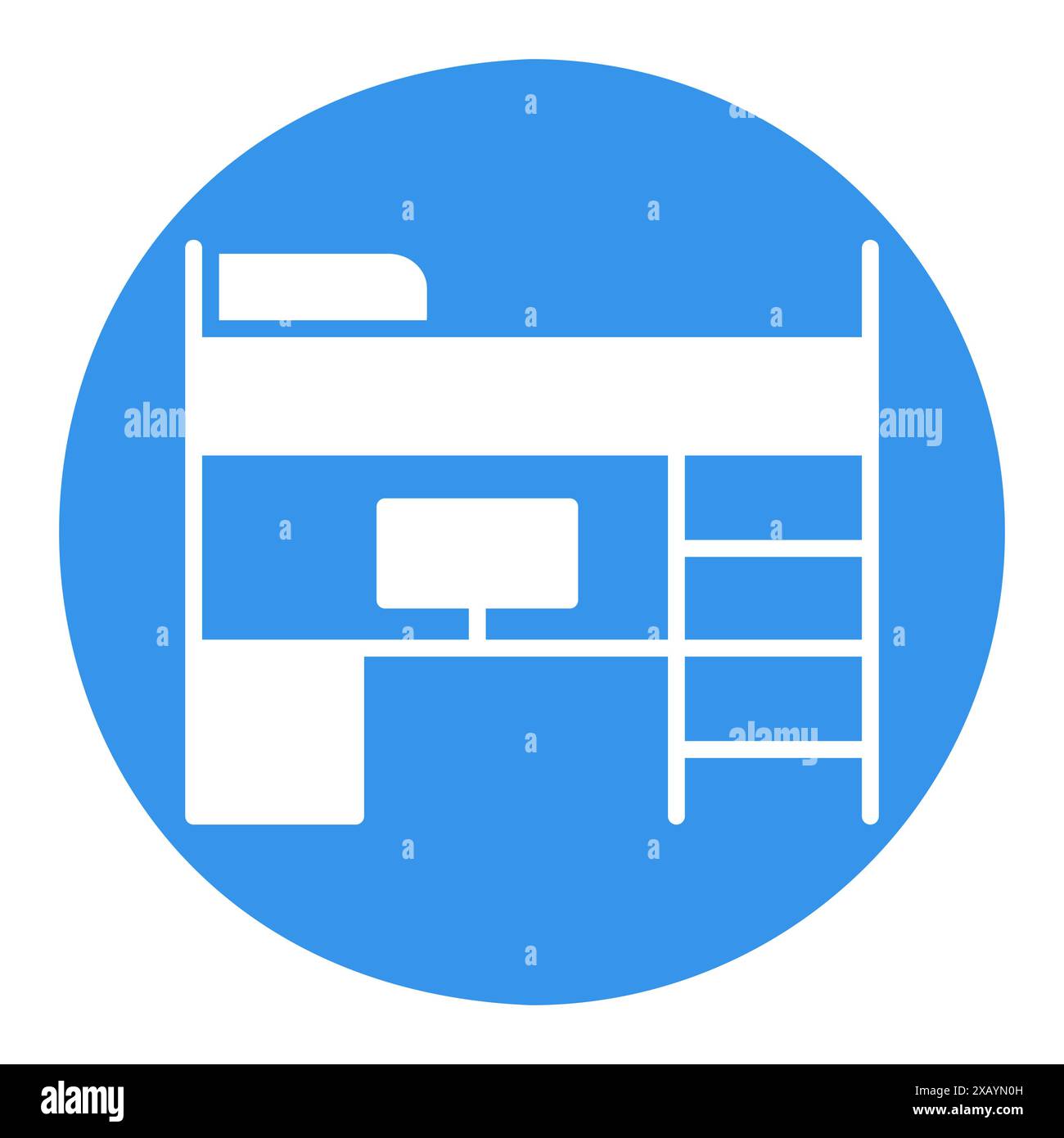 Bunk bed with workspace vector solid icon. Graph symbol for furniture ...