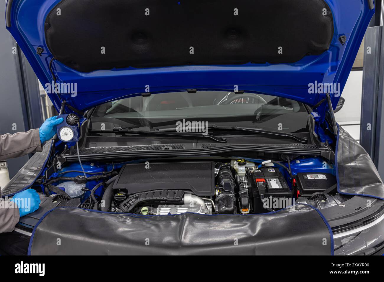 Car winter maintenance antifreeze control. Automobile mechanic tests