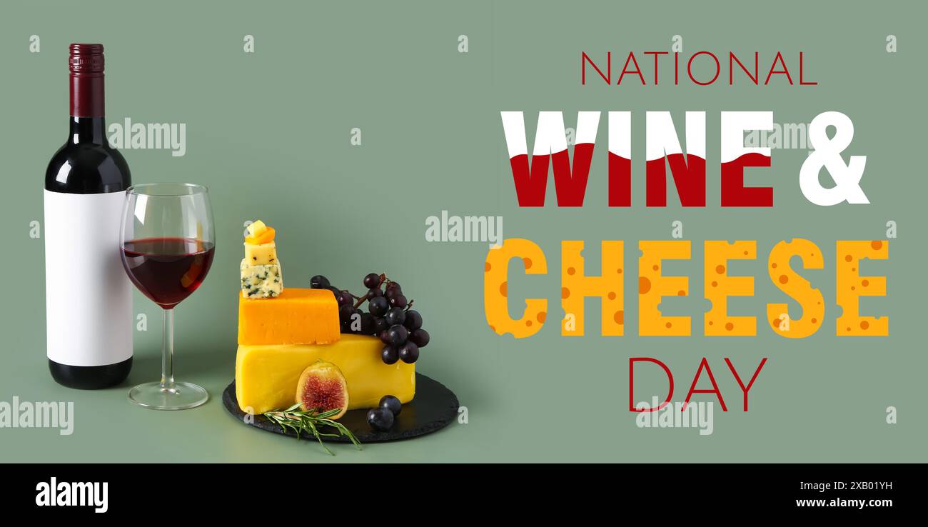 Banner for National Wine and Cheese Day Stock Photo Alamy