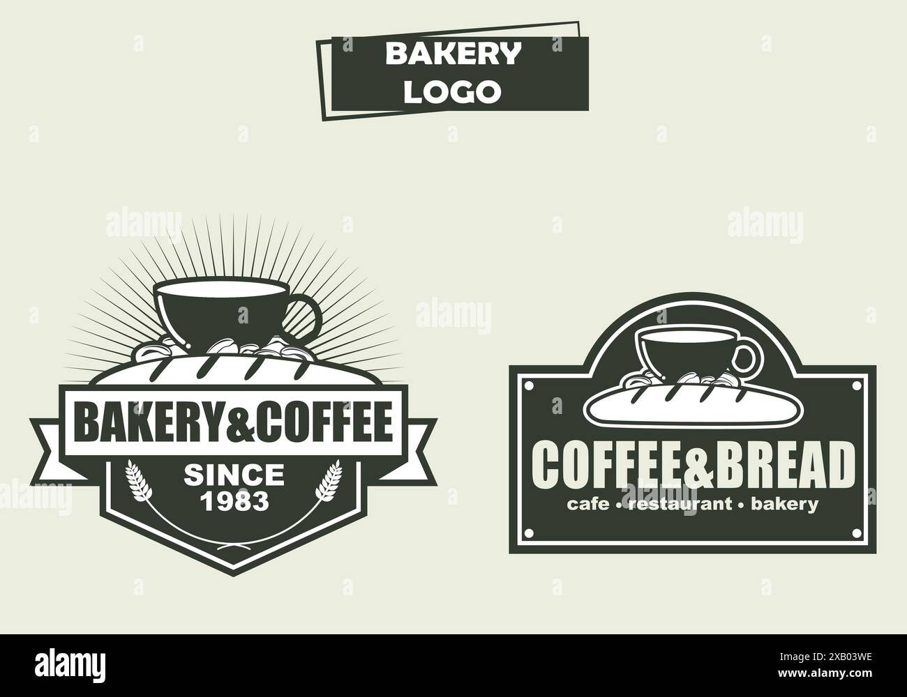 Bakery and Coffee Vector Logo Set – Perfect for Cafe Branding, Artisan Bakeries, Coffee Shops, and Pastry Product Labels Stock Vector