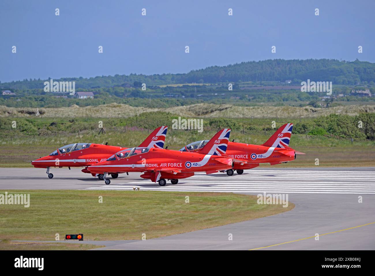 RED ARROWS preparing for a formation departure from RAF VALLEY ...