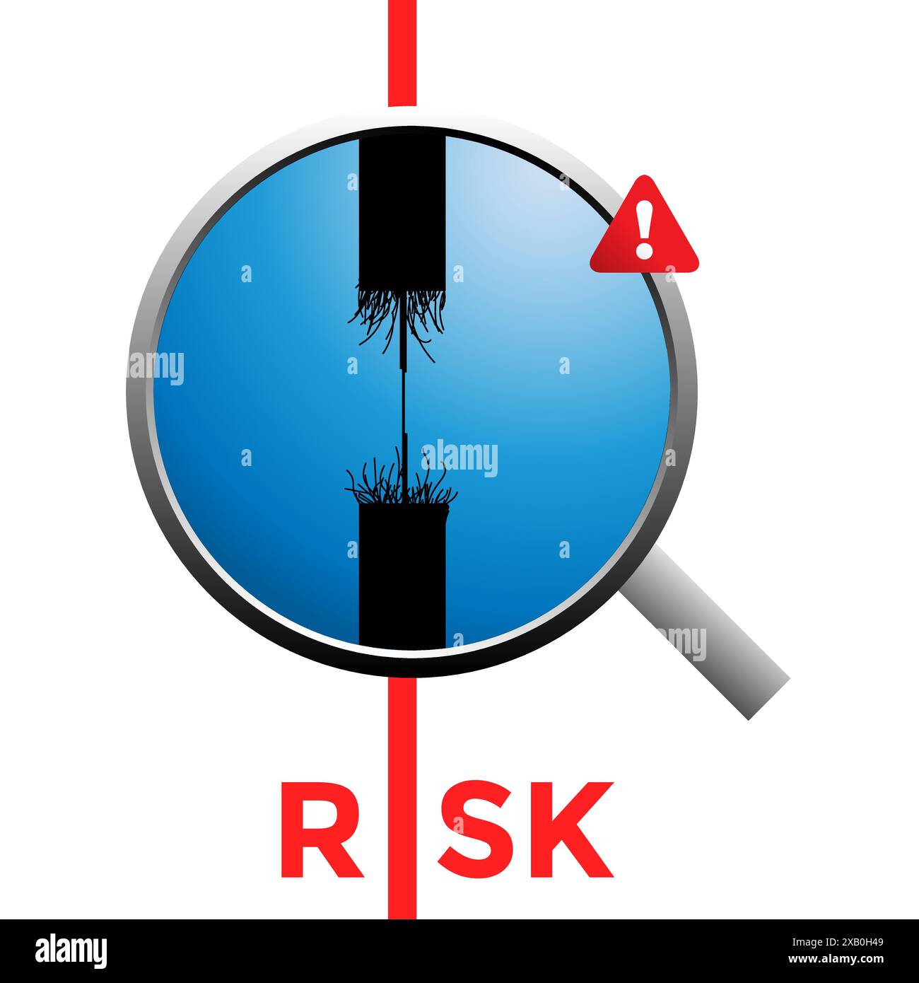 Risk management and mitigation illustration with magnified rope, and